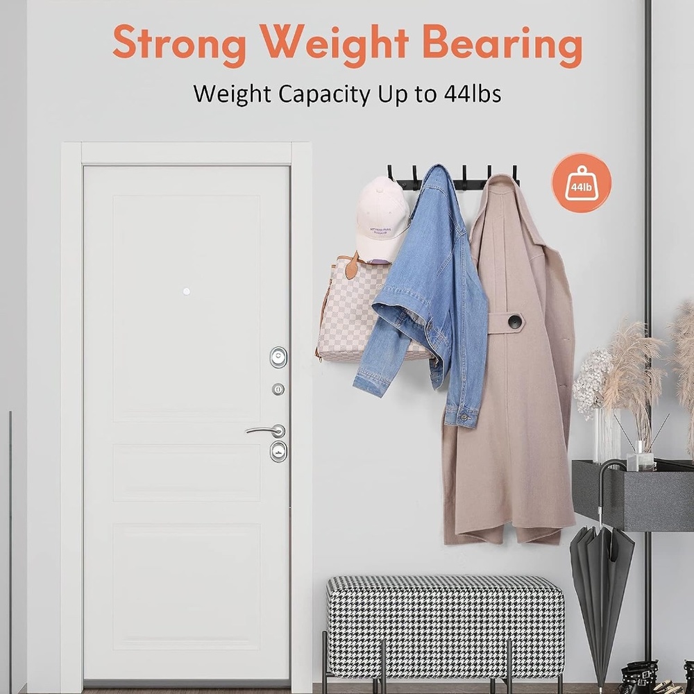 NEW Black Coat Rack Wall Mount